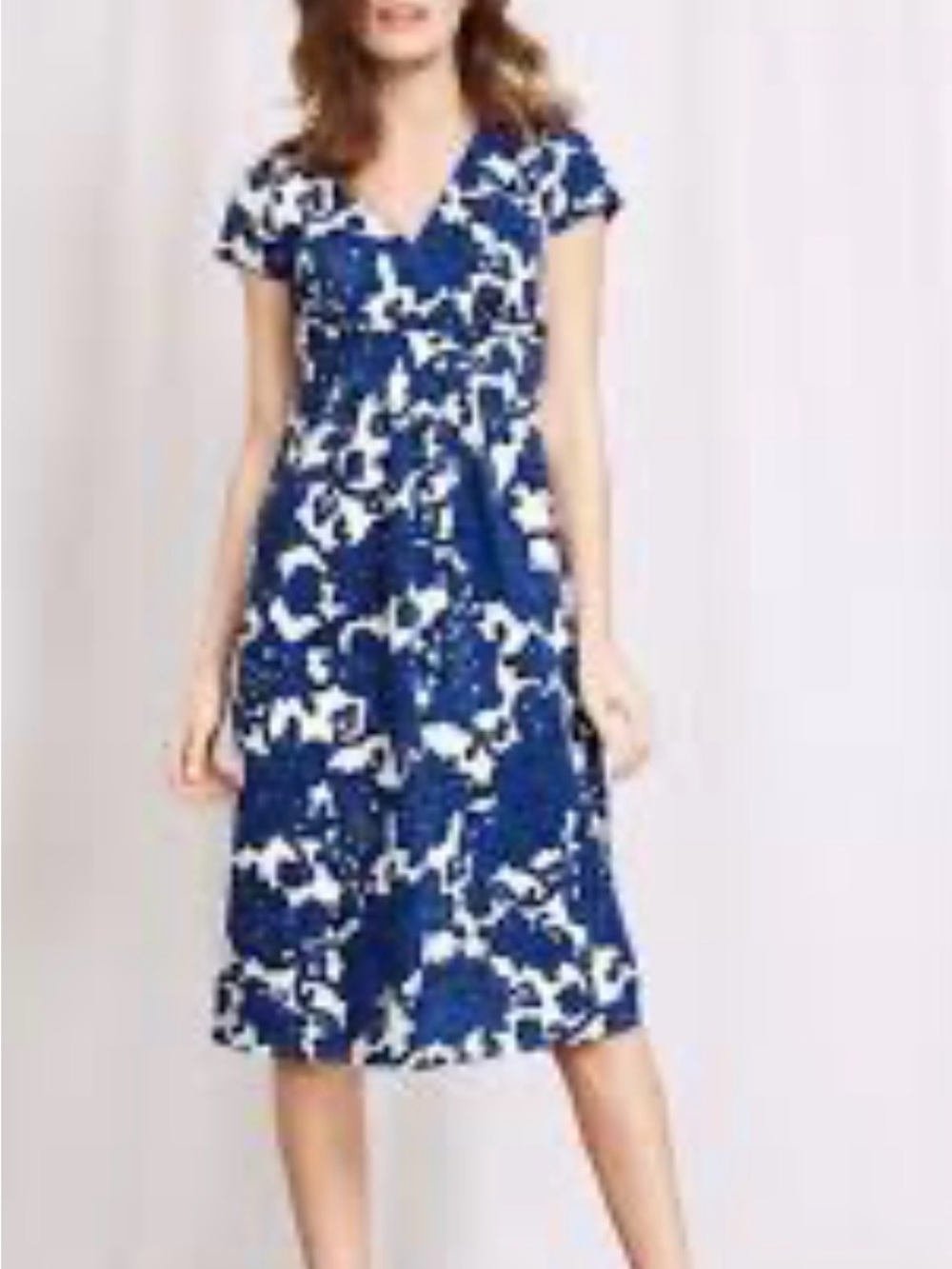 Boden Jersey Dress in Island Sapphire Island Vine Size 8R cap sleeved - Picture 10 of 10